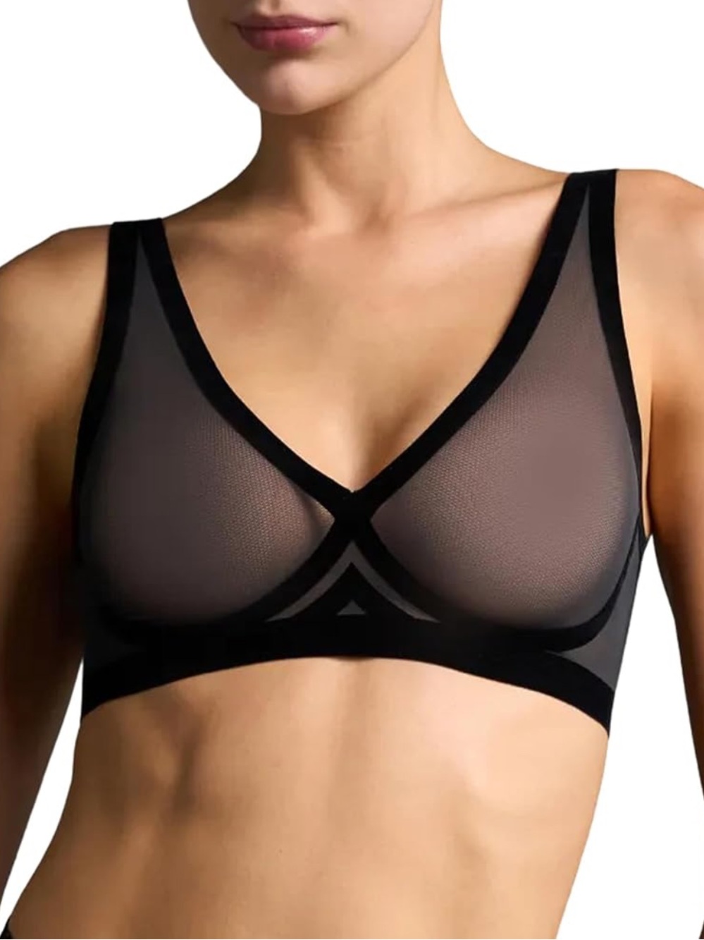 EBY Sheer Black Mesh Wireless Bralette - Women's Intimates M